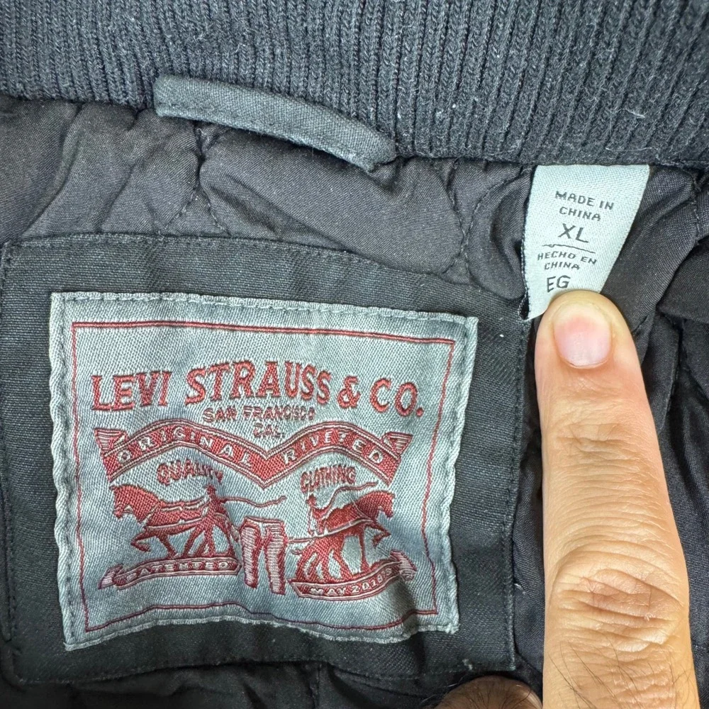 Levi's Jacket Mens XL Black Cotton Quilted Lined Field Utility Workwear Coat